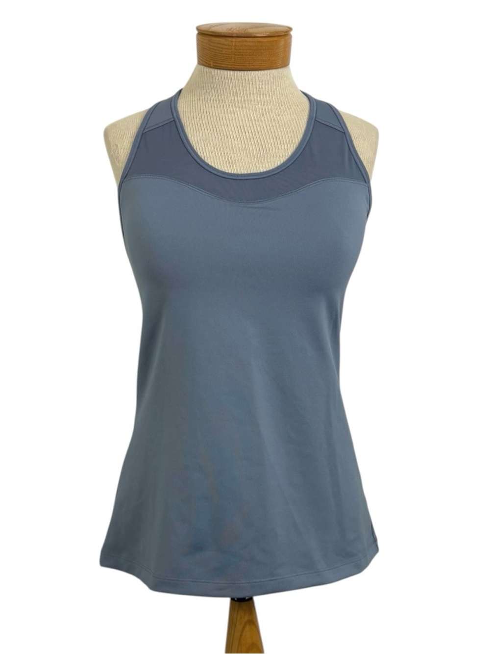 Athleta Spiral Support Tank M Blue Racerback Scoop Neck Mesh Gym Athleisure